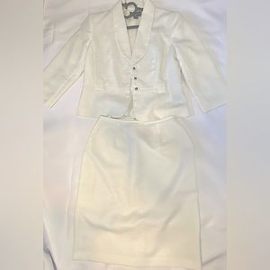 White suit with skirt